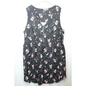Torrid Sleeveless Zip Drawstring Dress-Skulls-Moon and Stars-3X-Boho-Goth